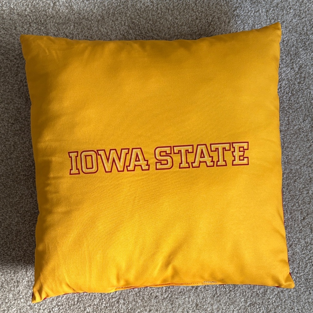Reversible Iowa State Red and Yellow Decorative Pillow